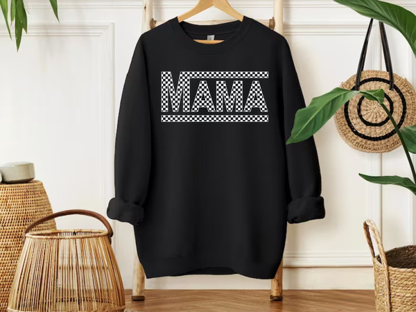 Checkered Vans Mama Sweatshirt, Mother's Day Gift, Gift For Mother, Retro Mama Varsity Sweater, Nana Shirt, Mama Crewneck, New Mom Gift.jpg