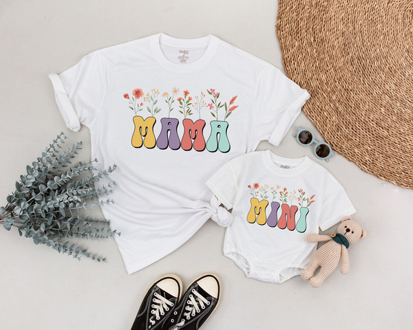 Flower Mama Mini Shirts, First Mother's Day, Matching Mom And Baby Shirts, Gift For Mother's Day, Mama and Mini Shirts, Newborn Outfit.jpg