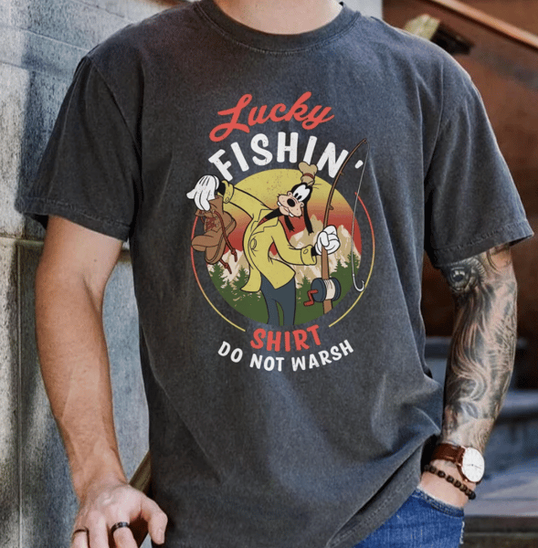 Goofy Lucky Fishing Shirt Do Not Warsh Comfort Colors T-shirt, Goofy Dad Shirt, Father's Day Gift, Fishing Dad Tee, Daddy Birthday.png