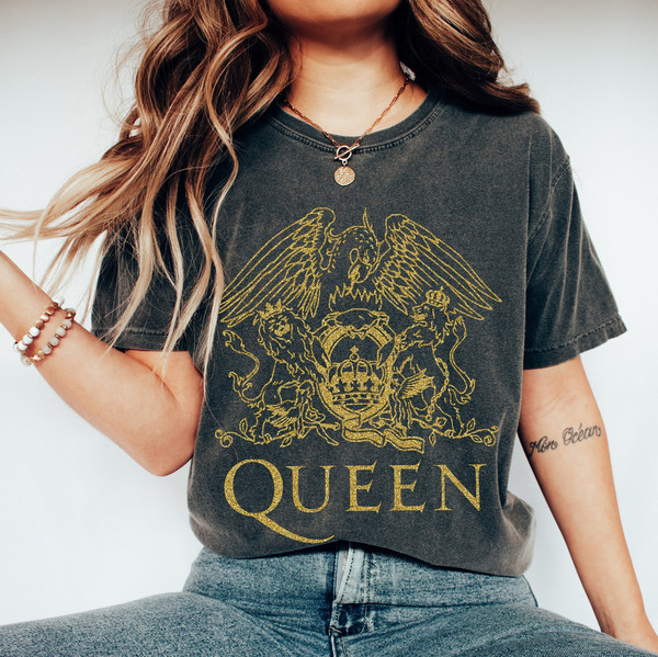Freddie Mercury Shirt  Queen Band T-Shirt  Rock Band  80S Nostalgia Vintage Queen Tshirt  Queen Band Shirt Gold Design.jpg
