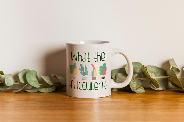 Funny What The Succulent Ceramic Coffee Mug, Handmade Succulent Tea Cup for Cactus Plant Lovers, Cute Gardener Gift with Sayings for Her Mom.jpg