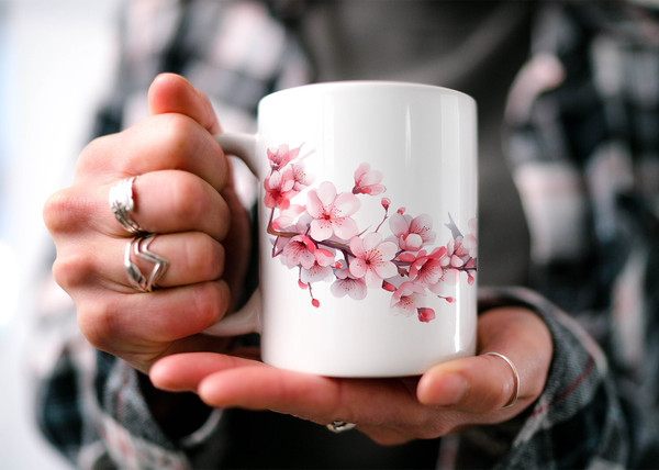 Cherry Blossom Mug, Enchanting Floral Cottagecore Mug, Botanical Mug, Beautiful Watercolor Cherry Blossom Design, Nature Lover's Gift.jpg