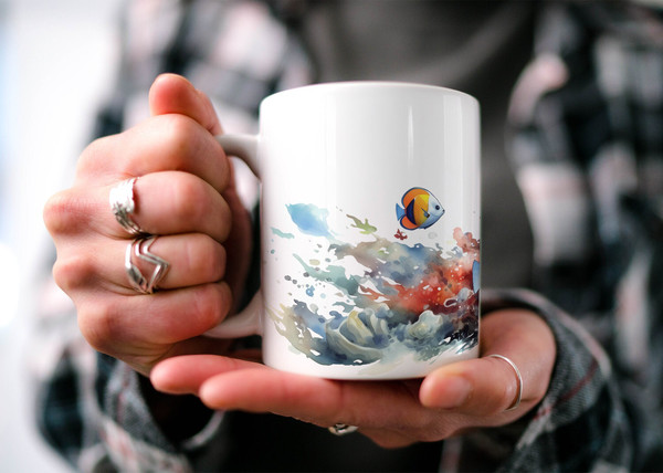 Fish Coffee Mug  Aquarium Mug  Marine Life  Sea Life  Beautiful Watercolor Design  Nature Inspired  Fish and Ocean Lover Gift.jpg