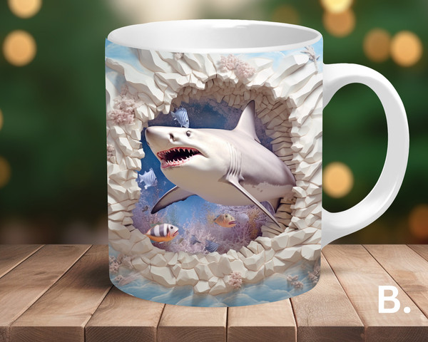Ocean Mug Shark Mug 11 and 15 oz Ceramic Coffee Mug Cute Ceramic Mug Unique Ceramic Mug  Funny Mug 1.jpg