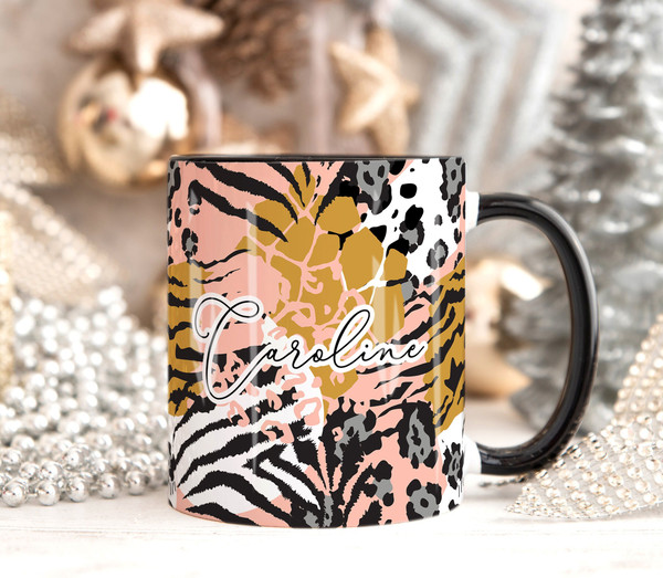 Leopard Print Art Mug, Personalised Mug, Custom Name Cup, Coffee Cup Gift For Her, Valentines Gift For Her, Sister Mum Friend Birthday Gift.jpg