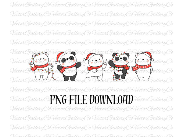 Christmas Panda PNG, Polar Bear Png, Cute Panda Christmas Png, Digital Download, Christmas Lights Png, Christmas Lights Png, Christmas Png.jpg