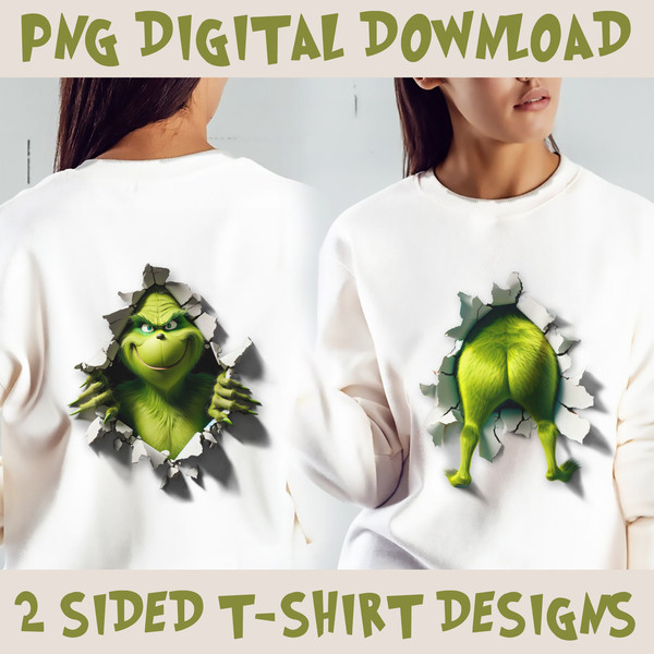 Dual-Sided Grinc T-Shirt PNG, Festive Breakthrough Design, Festive T-Shirt Design.jpg