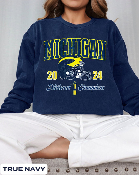Michigan Football Sweatshirt, Vintage Style Comfort Colors Sweater, National Championship Shirt, Wolverine Football Gift5.jpg