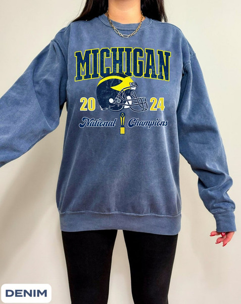 Michigan Football Sweatshirt, Vintage Style Comfort Colors Sweater, National Championship Shirt, Wolverine Football Gift8.jpg