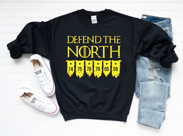 Pittsburgh Football Defend The North Vintage Unisex Black Sweatshirt, Pittsburgh Football Team Retro Shirt, Steel City Sports, Gift For Fans.jpg