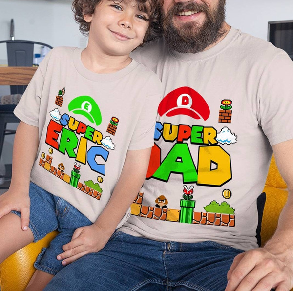 Mario Super Dad Shirt, Father And Son Matching Shirts, Super Dad Shirt, Dad And Son Shirts, Father's Day Shirt, Mario Luigi Matching Shirt.jpg