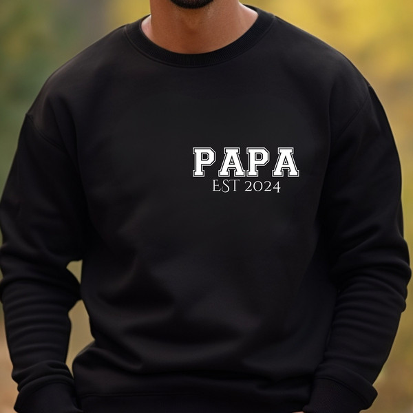 Personalised Papa Sweatshirt, Dad T-Shirt, Father's Day Gift, Custom Name Papa Hoodie, Pregnancy Announcement, New Dad Gift, Dad 2024 Shirt.jpg