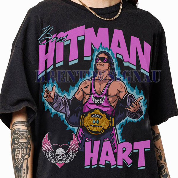 Bret Hart Vintage 90s Graphic TShirt, Bret Hart Hitman T-Shirt, American Professional Wrestler Graphic Tees For Women and Man Unisex T-Shirt.jpg