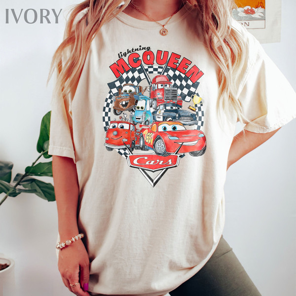 Retro Lightning Mcqueen Comfort Colors shirt, Vintage Disney Cars Shirt, Disney Car Pixar Shirt, Cars Theme Birthday Shirt, Disney Cars Land.jpg