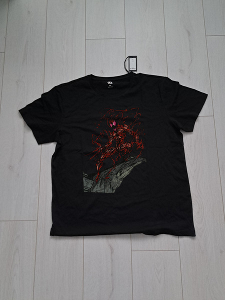 Exclusive Marvel Carnage Graphic Tee - Men's Black T-Shirt with Vibrant Red Venom Symbiote Design - Perfect for Comic Book Fans Vintage.jpg