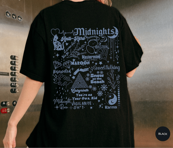 Comfort Colors Midnight Shirt, Midnight Gift, Karma Sweatshirt, Bejeweled Shirt, Midnight Tracklist Tee, Music Shirt, Maroon Tee, Disco Ball.png