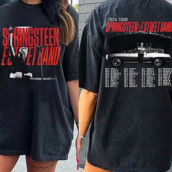 Bruce And E Street Band 2024 Tour Shirt, Springsteen Fan Gift, Rock Tour Shirt, E Street Band Concert Tee, Music Tour Shirt.jpg