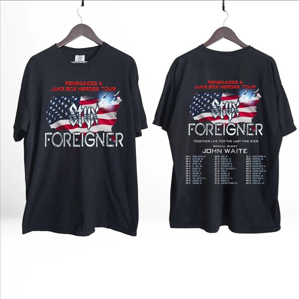 Styx and Foreigner Summer 2024 Tour Shirt, Styx and Foreigner 2024 Concert Shirt, Styx and Foreigner Rock Band Fan Shirt, Summer Tour Shirt.jpg