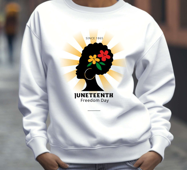 Juneteenth Freedom Day T-Shirt, Floral Afro Silhouette, Black History Tee, Unique Gift for Her - Since 1865, Juneteenth Jubilee Independence.jpg