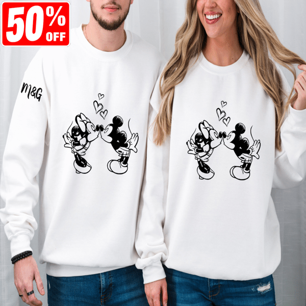 Personalized Mickey and Minnie Valentine T-Shirt, Couple Shirt, Customized Disneyland Valentine Shirt, Custom Initial Shirt.jpg