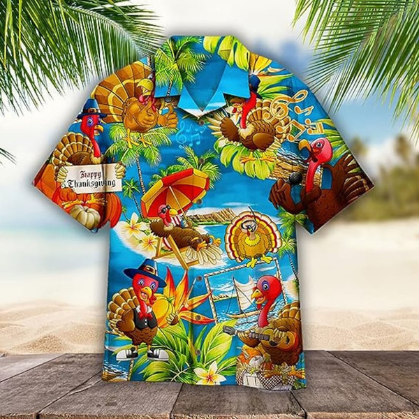 Chef Turkey Men's Hawaii Shirt, Funny Hawaii Shirt, Hawaii Shirt, 3D Hawaiian Aloha Shirt, Hawaii Shirt for Men and Women, Thanksgiving Gift2.jpg