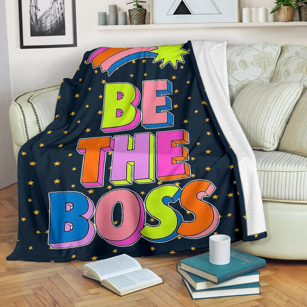 Be The Boss Colorful Star Tiny Patterns Sherpa Fleece Quilt Blanket BL3109 - Wisdom Teez.jpg