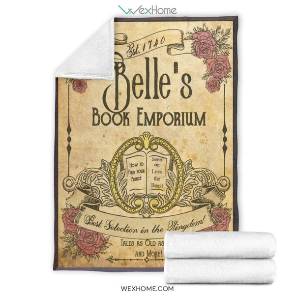 Belle's Book Emporium Cartoon Premium Sherpa Fleece Quilt Blanket BL2838 - Wisdom Teez.jpg