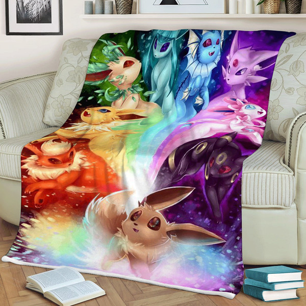 Cute Monster Pokemon Anime Rainbow Light Christmas Sherpa Fleece Quilt Blanket BL1377 - Wisdom Teez.jpg