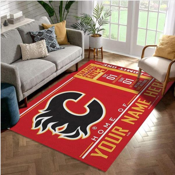 Customizable Calgary Flames Wincraft Personalized NHL Rug Bedroom Rug Floor Decor.jpg