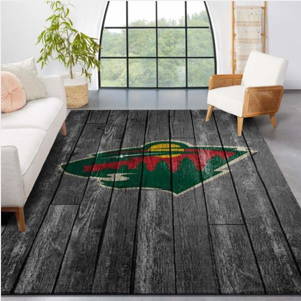 Minnesota Wild Nhl Team Logo Grey Wooden Style Nice Gift Home Decor Rectangle Area Rug.jpg