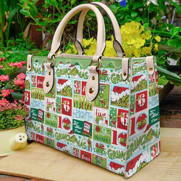 Christmas Grinch HighQuality Handbag,Grinch Lover Handbag,Custom Leather Bag,Woman Handbag,Custom Grinch Bag,Shopping Bag,Gift Christmas Bag-7.jpg