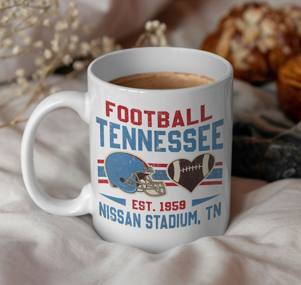 Tennessee Football Coffee Mug, Vintage Style Tennessee Football Mug, Football Tea Cup, Tennessee Mug, Football Fan Gift.jpg