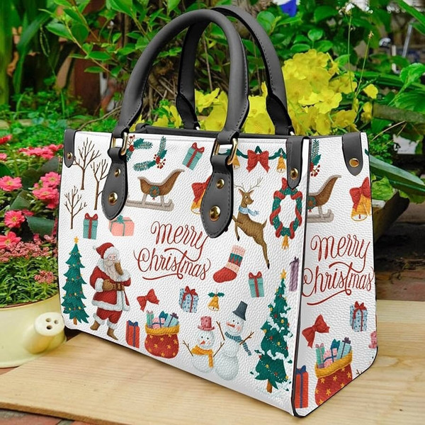Christmas Women 3D Handbags, Christmas Hat Snowman Lover, Christmas Leather Bag, Christmas Purrse, Christmas Shoulder Bag, Crossbody Bag-1.jpg