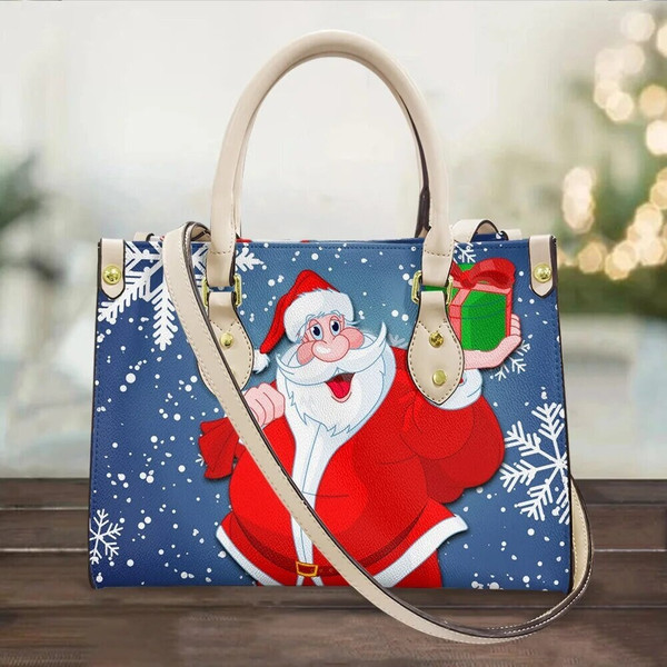 Santa Claus Christmas Women 3D Handbags, Merry Christmas Bag, Christmas Leather Bag, Christmas Purrse, Christmas Shoulder Bag, Crossbody Bag-1.jpg