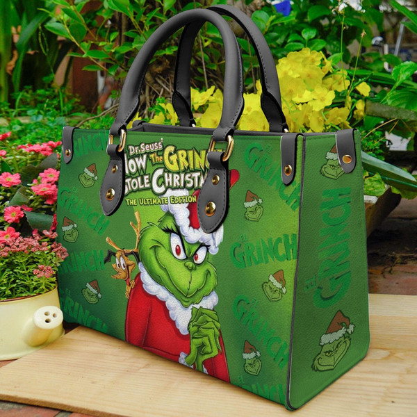 The Grinch Leather Handbag,Grinch Christmas Leather Bag,The Grinch Crossbody Bag,The Grinch Christmas Purse Wallet,Grinch Lover Gift.jpg