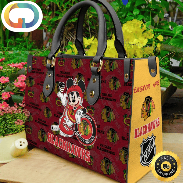 Chicago Blackhawks NHL Mickey Women Leather Hand Bag.jpg