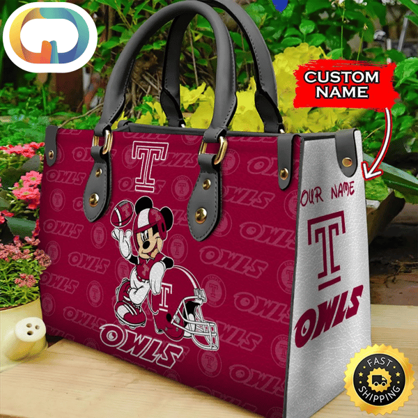 Custom Name Ncaa Temple Owls Mickey Leather Bag.jpg