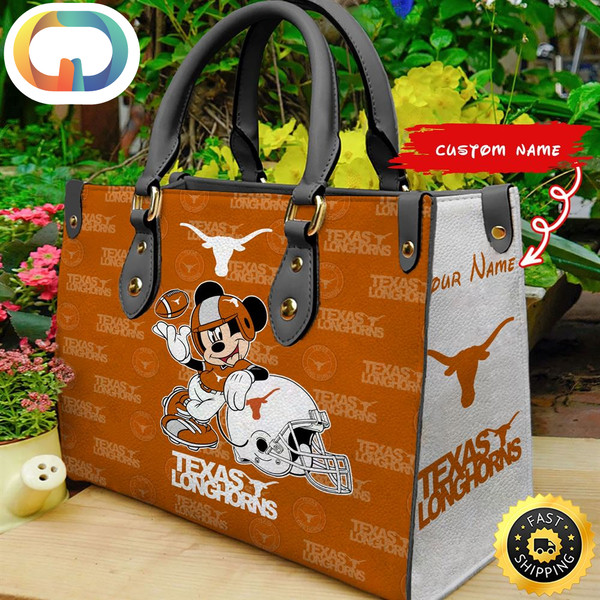 Custom Name Ncaa Texas Longhorns Mickey Leather Bag.jpg