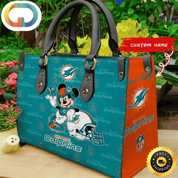 Custom Name NFL Miami Dolphins Leather Bag.jpg