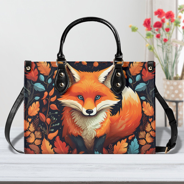 Fox Design Handbag, Naturecore Handbag, Gift for Nature Lover, Cottagecore Purse, Ladies Leather Purse, Premium Handbag, Gift Idea for women.jpg