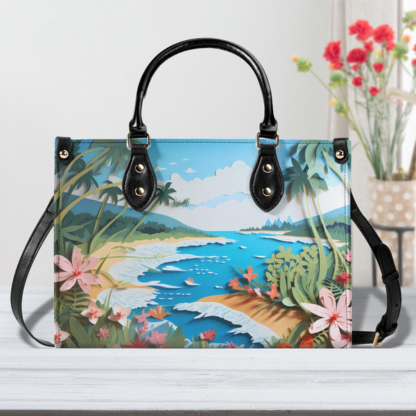 Tropical Beach Purse, Island-Inspired Handbag, Vibrant Summer Fashion Accessory, Trendy Vacation Handbag, Summer-Ready Tropical Tote.jpg