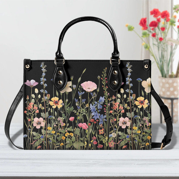 Bloom in Style The Floral Chic Leather Tote Bag,  Waterproof PU Leather Handbag, Top Handle Vegan Leather, Crossbody, Shoulder bag..jpg