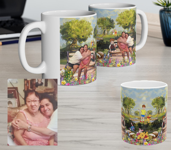 Personalized Photo Coffee Mug, 11oz mug, custom collage photo mug, Personalized winnie mug, Cartoon Bear, honey bear mug, gifts for her, mom.jpg