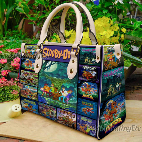 Scooby Doo Vintage Leather Handbag, Scooby Doo Leather Top Handle Bag, Shoulder Bag, Crossbody Bag, Vintage HandBag.jpg