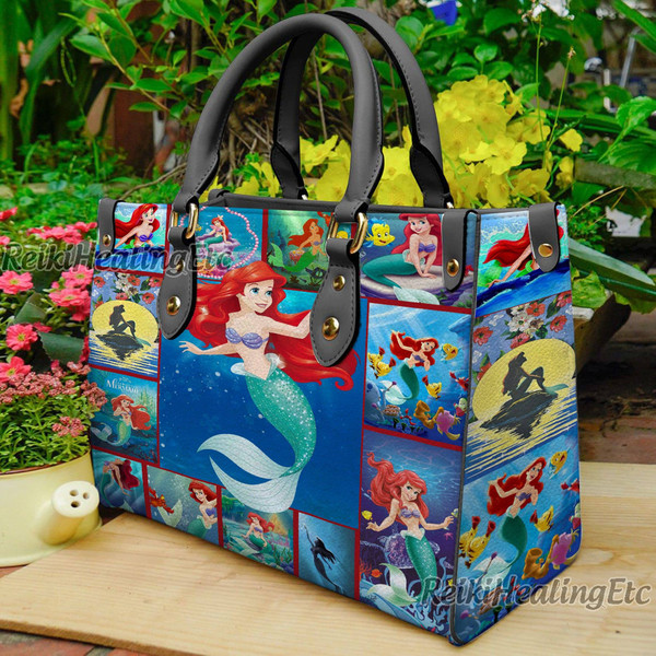 The Little Mermaid Vintage Leather Handbag, The Little Mermaid Leather Top Handle Bag, Shoulder Bag, Crossbody Bag, Vintage HandBag.jpg