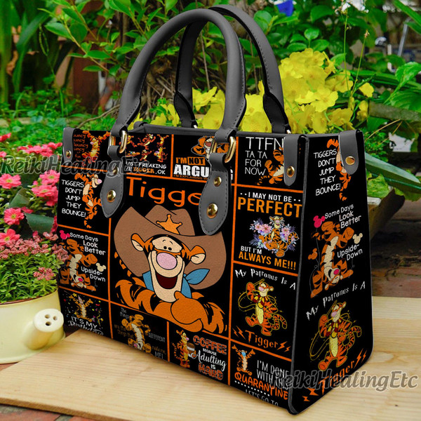 Tigger Winnie The Pooh Vintage Leather Handbag, Winnie The Pooh Leather Top Handle Bag, Shoulder Bag, Crossbody Bag, Vintage HandBag.jpg