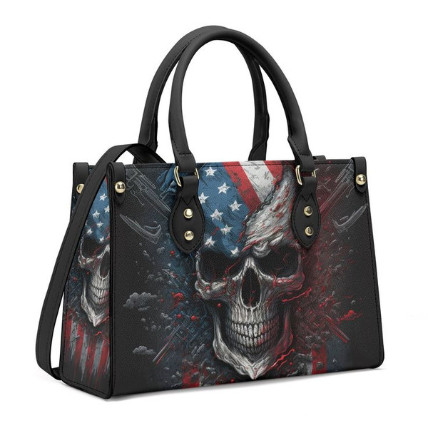 Skull with scythes purse, reaper skull women's handbag, halloween travel bag, skeleton tote bag, Spooky Halloween.jpg