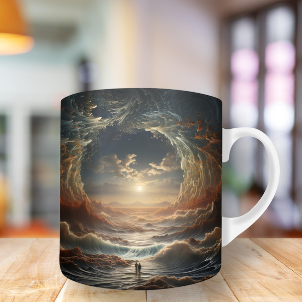 3d landscape ocean sun Mug Wrap, 11oz And 15oz Mug Template, Mug Sublimation Design, Mug Wrap Template, Instant Digital Download Png.jpg