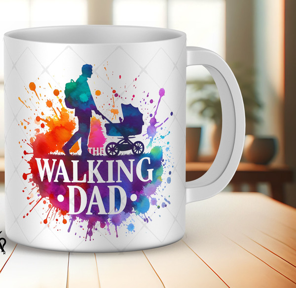 The Walking Dad and Child Funny Fathers Day Mug Wrap First Fathers Day Mug Sublimation Designs 11oz 15oz Coffee Mug Wrap Designs.jpg