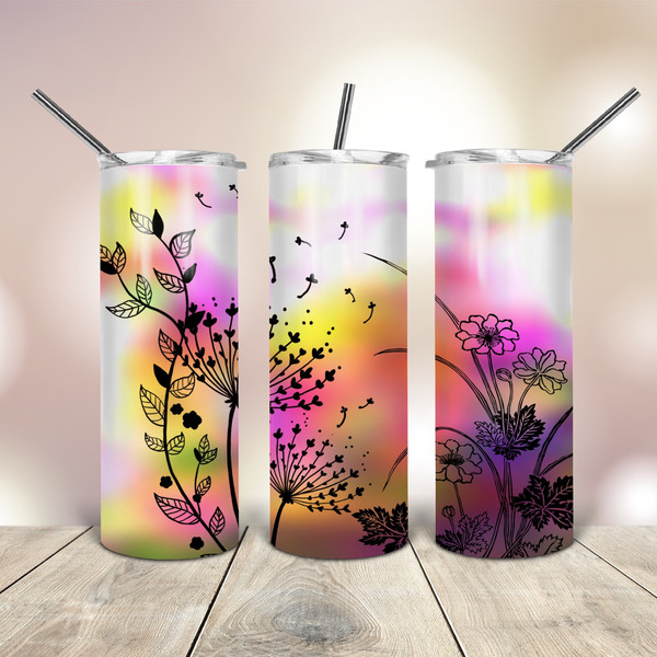 Dandelion Field Flowers 20 Oz Tumbler wrap tapered straight template digital download sublimation graphics  instant download  sublimation.jpg